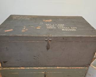 Vintage military cargo trunks, footlockers