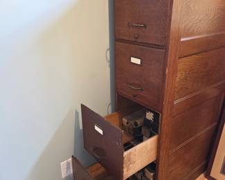 Antique wood file cabinet