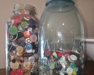 Vintage Mason jars, buttons, marbles