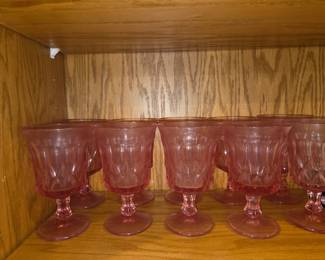 Vintage Fostoria Jamestown pink goblet set