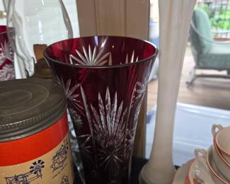Vintage crystal vase in Ruby Red