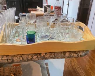 Glass ware inside a tiled tray 