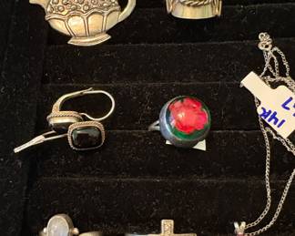 Sterling Pin and Rings, Bracelets