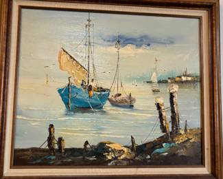 Signed Oil painting nautical