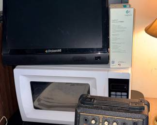 computer monitors, new microwave, small amp