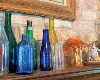 Old Bottle, Carnival Glass, Oil Lamps