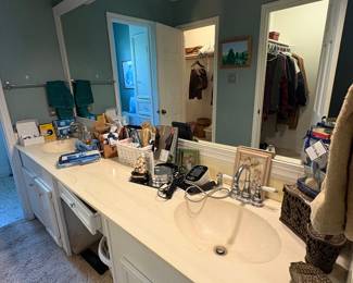 Master bathroom , New Shower Curtains, Blood Pressure Machine, usual bathroom items