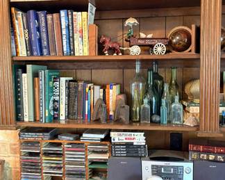 Cast Iron Cart, Copper kettle, Sony Portable Stereo, Lord of Rings DVD sets, Rock and Roll CDs & Cassettes, Cast Iron Irons