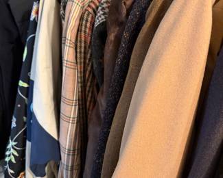An entire garage full of vintage clothing.
