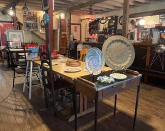 VINTAGE TABLES, CHAIRS AND STOOLS