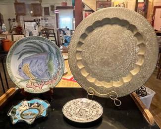 DECORATOR PLATES, LARGE BRASS PLATTER