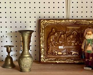 PLASTER LAST SUPPER, BRASS DECOR