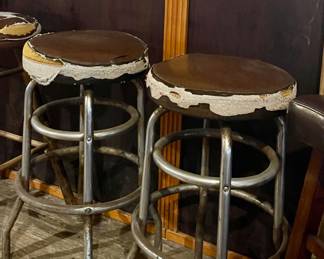 VINTAGE HEAVY BARSTOOLS-TOP NEEDS RECOVERING