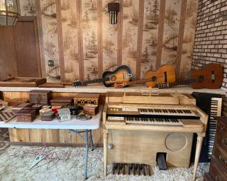 Vintage Musical Instruments & Wood Jewelry Boxes