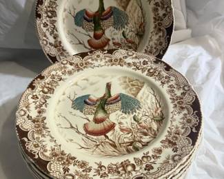 12 Wild Turkey Dinners Plates Johnson Bros Windsor Ware $175.00