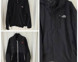 Lot #227 - Three Jackets: The North Face Men's Large Black WindWall Jacket, Fleece, & Hooded Waterproof Shell