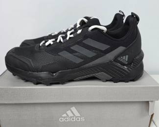 Lot #122 - New Adidas Outdoor Trail Running Shoes Men 11.5 Black with Reflective Stripes