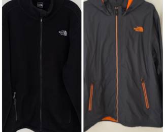 Lot #232 - The North Face Men's XL Black Fleece Jacket & Gray Orange Hooded Shell Jacket