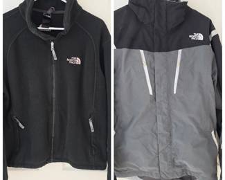 Lot #222 - Two Small The North Face Jackets: Black Fleece & Gray Waterproof Jacket w/ Removable Liner - Durable and Stylish