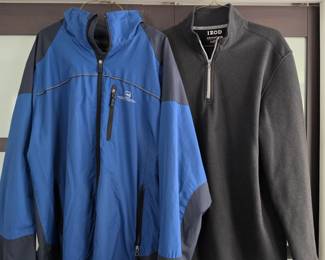 Lot #108 - Free Country Blue Water Resistant Jacket & IZOD Gray Stretch Pullover Lightweight Fleece Men's Size L
