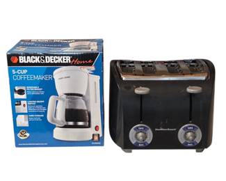 Lot #183 - New Black & Decker 5-Cup Coffeemaker and Used Hamilton Beach 4-Slice Toaster Combo