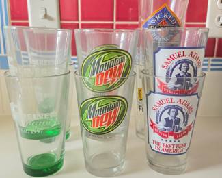 Lot #189 - Vintage Branded Pub Glasses Lot - Samuel Adams, Mountain Dew & Greiner Electric & More - Collectibles