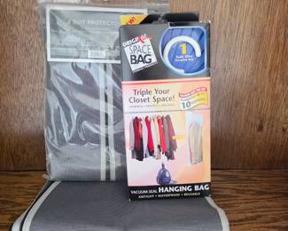 Lot #46 - Original Space Bag Vacuum-Seal Hanging Suit Bag & Polyester Suit Protectors - Closet Organizer