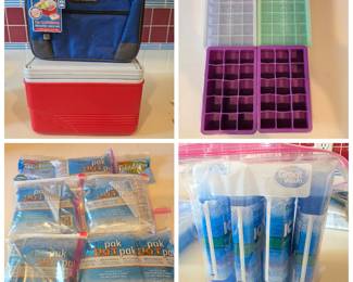 Lot #199 - Keep Cool This Summer! Insulated Lunch Bag, Insulated Cooler, Ice Packs and Ice Cube Trays