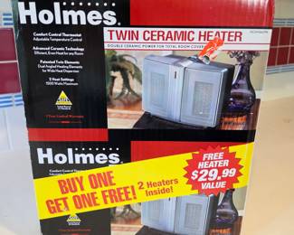 Lot #210 - Set of 2 Holmes Twin Ceramic Heater HCH1460TPK with Advanced Ceramic Technology and Adjustable Thermostat
