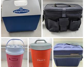Lot #54 - Playmate Coleman Gott and Eddie Bauer Insulated Coolers and Beverage Dispensers for Outdoor Activities