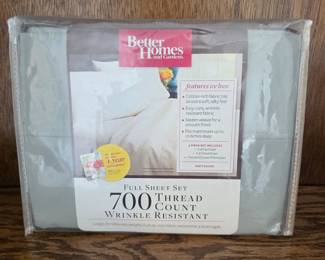 Lot #21 - Better Homes and Gardens Full Sheet Set 700 Thread Count Wrinkle Resistant Soft Silver