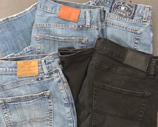 Lot #86 - Lucky Brand Men's Denim Jeans Lot - Classic Blue and Black Styles, Size 34x32