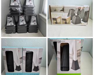 Lot #66 - Lot of 8 Inch, 6 Inch & 3 inch Bed Risers and Stands Set - Durable Black Plastic, Supports up to 300 lb.