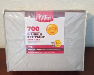 Lot #7 - New Better Homes and Gardens King Sheet Set 700 Thread Count Wrinkle Resistant Extra-Soft Cotton Satin Weave