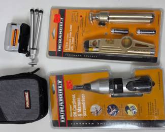 Lot #213 - Durabuilt Lot: 2 Laser Levels with Extendable Tripod + 9V Cordless Manual Screwdriver Set