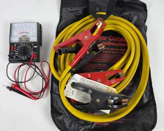 Lot #165 - Vintage AutoMeter Analog Multimeter with Spearol Booster Cable Set and Carry Bag