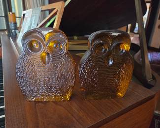 Blenko owl bookends