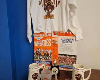 1987/1988 Redskins Mugs, Wheaties Boxes with Team Picture and Lineup and Glass