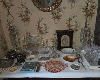 Glassware,lamps, clock