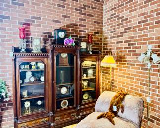 3 SECTION ANTIQUE DISPLAY CABINET