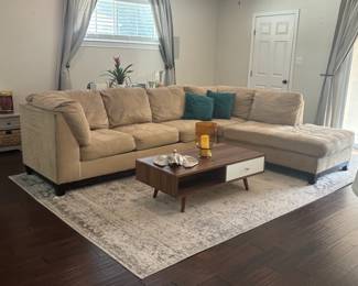 Sofa sectional, rug, coffee table and more