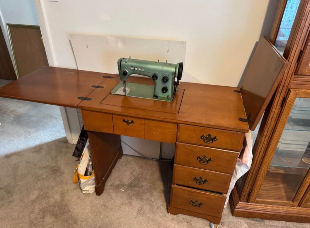 Viking sewing machine in cabinet- 