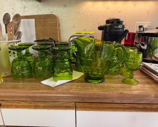 Mid-modern water pitcher with matching glasses