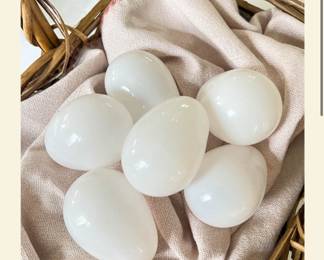 Two bunches of antique glass eggs 