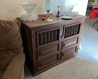Great Mid Century Console, 2 Punch Bowls, Italian Vase