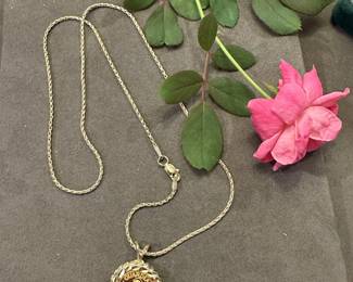 14k gold chain and 14K guardian angel coin