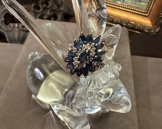 14K yellow gold sapphire & diamond ring
