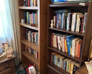 Book case and books, far book case to the left is NOT for sale