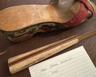 Shoe and fan from 1945 Japanese invasion