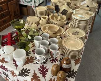 Huge set Pfaltzgraff, Norman Rockwell mugs, Reed & Barton silverplate